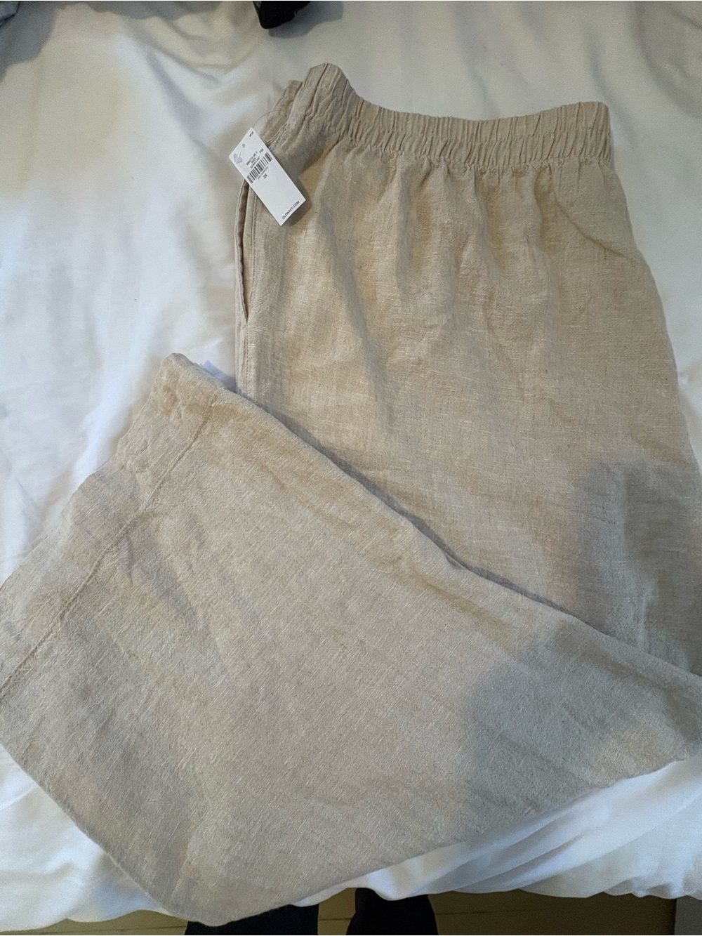 Old Navy Women’s Linen-Blend Elastic-Waist Wide Leg Pant in Light Beige Size 2X